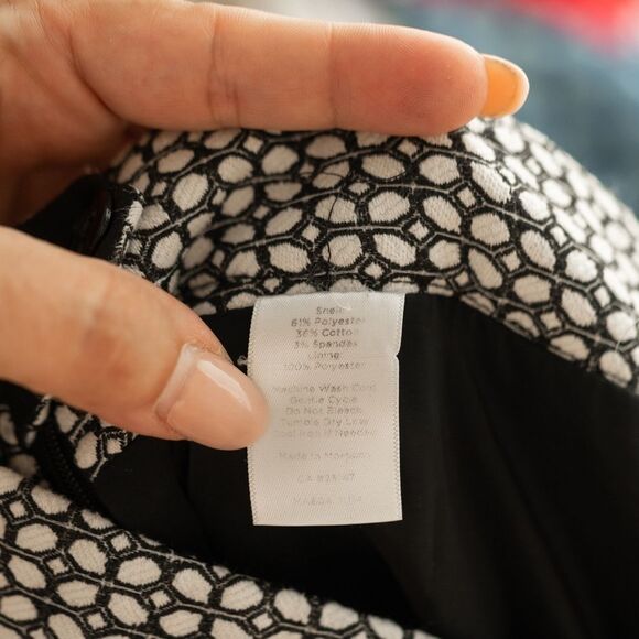 Women’s Lined Black and White Geometeic Dress Pants - Picture 6 of 6